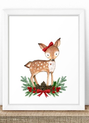 Cute Christmas Deer by Peanut Prints Boutique on Etsy