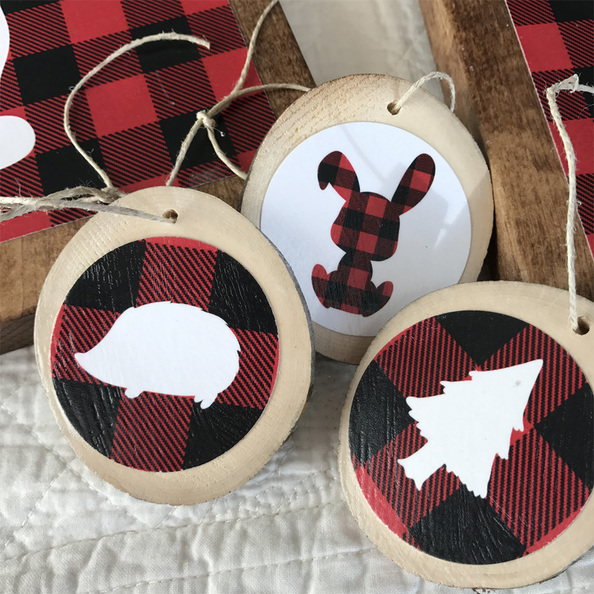Buffalo Plaid Christmas Ornaments by Peanut Prints on Etsy