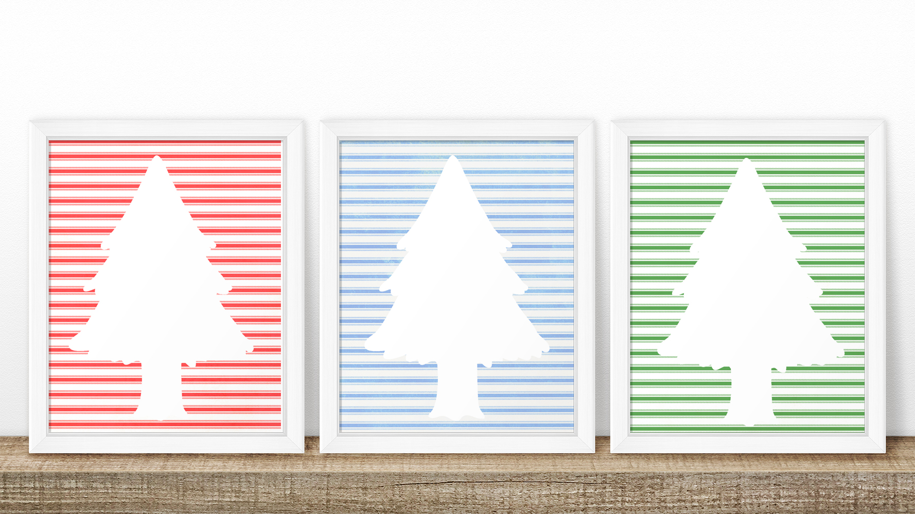 Red Green and Blue Farmhouse Christmas in Ticking Stripes by Peanut Prints on Etsy.